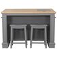 Linon Home Decor Posie Kitchen Island with 2 Stools in Grey, Natural and Black, , large