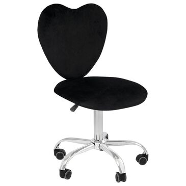 Impressions Vanity Heart Swivel Vanity Chair with Black Cushion in Matte Silver, , large