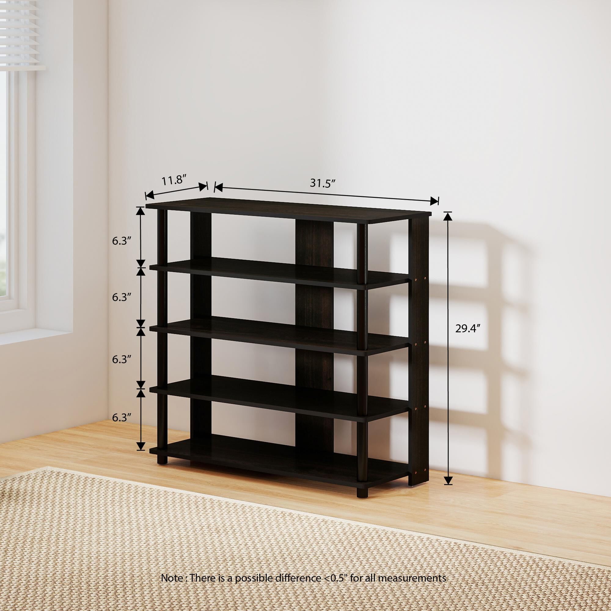 Noviland 5-Tier Shoe Rack in Espresso and Black