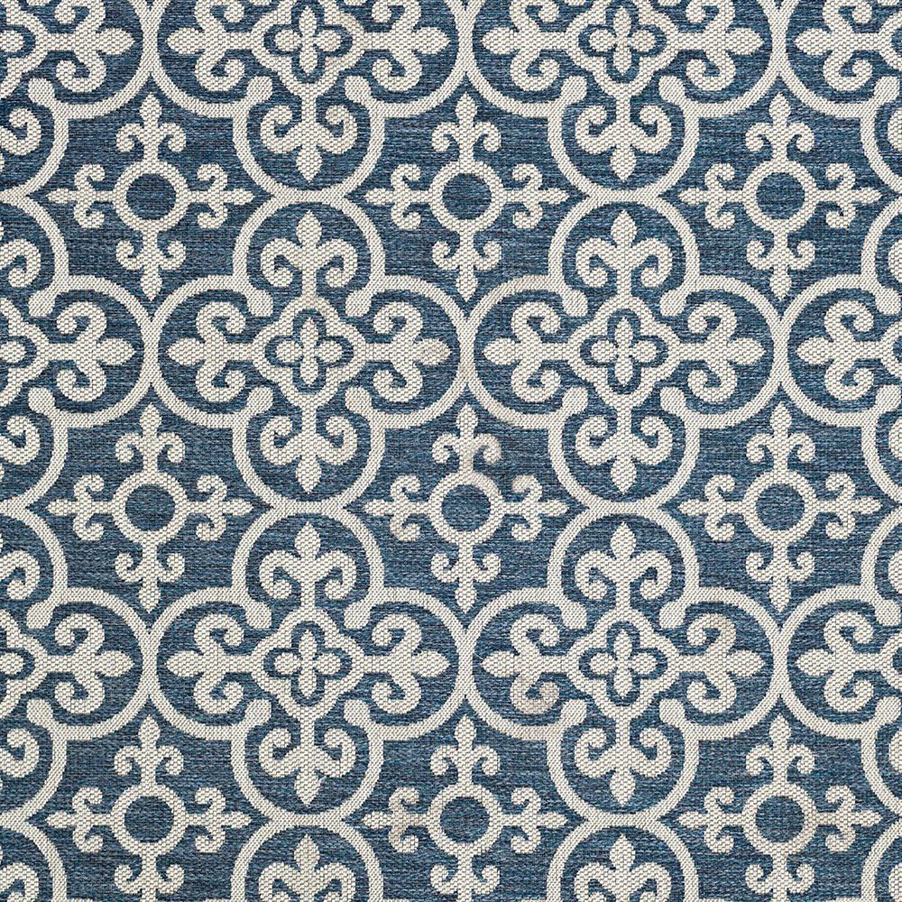 Central Oriental New Zealand Need 5&#39;3&quot; x 7&#39;7&quot; Cobalt and Ecru Area Rug, , large