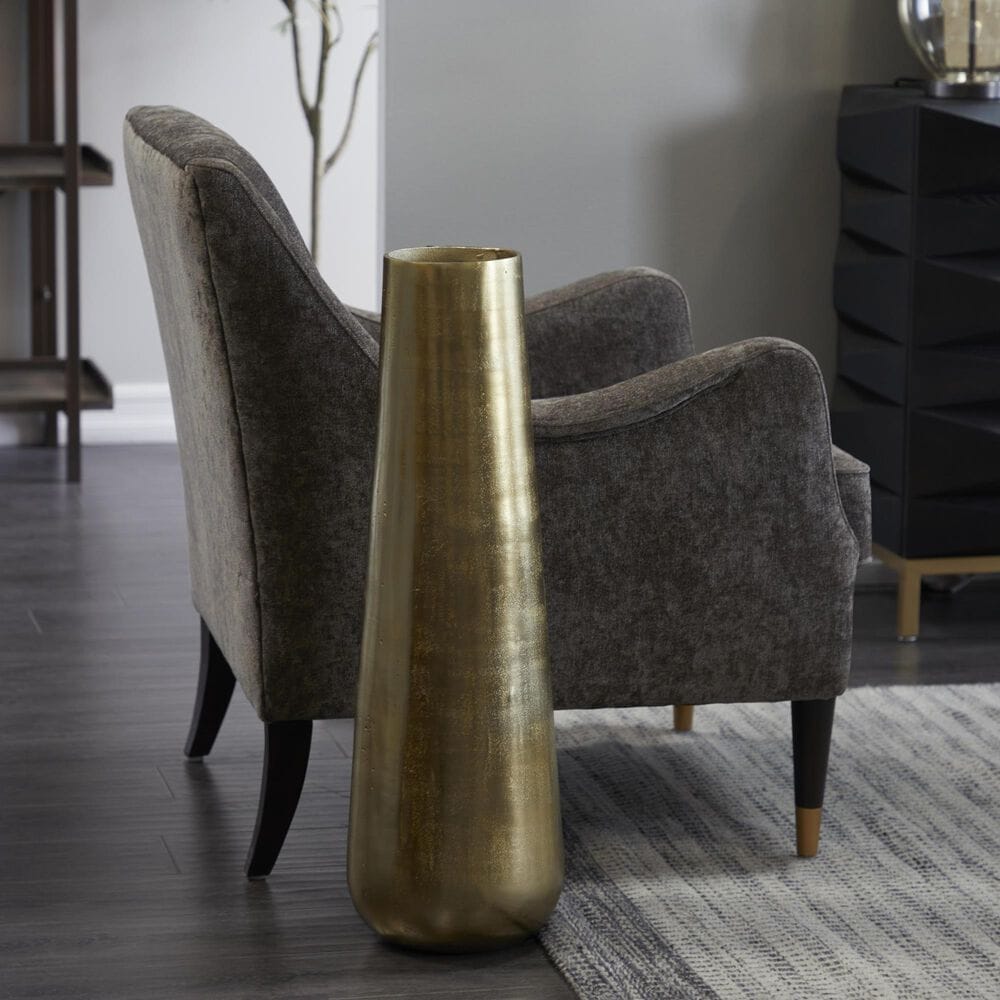 Maple and Jade Aluminum Metal Decorative Vase in Polished Gold, , large