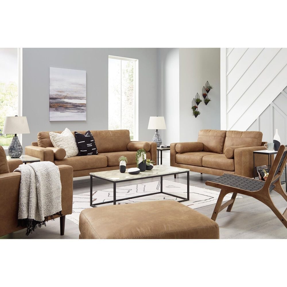 Ashley Telora Chair and Ottoman in Caramel, , large