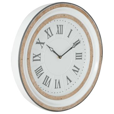 Maple and Jade 24" x 24" Wall Clock in White, Grey and Natural Brown, , large
