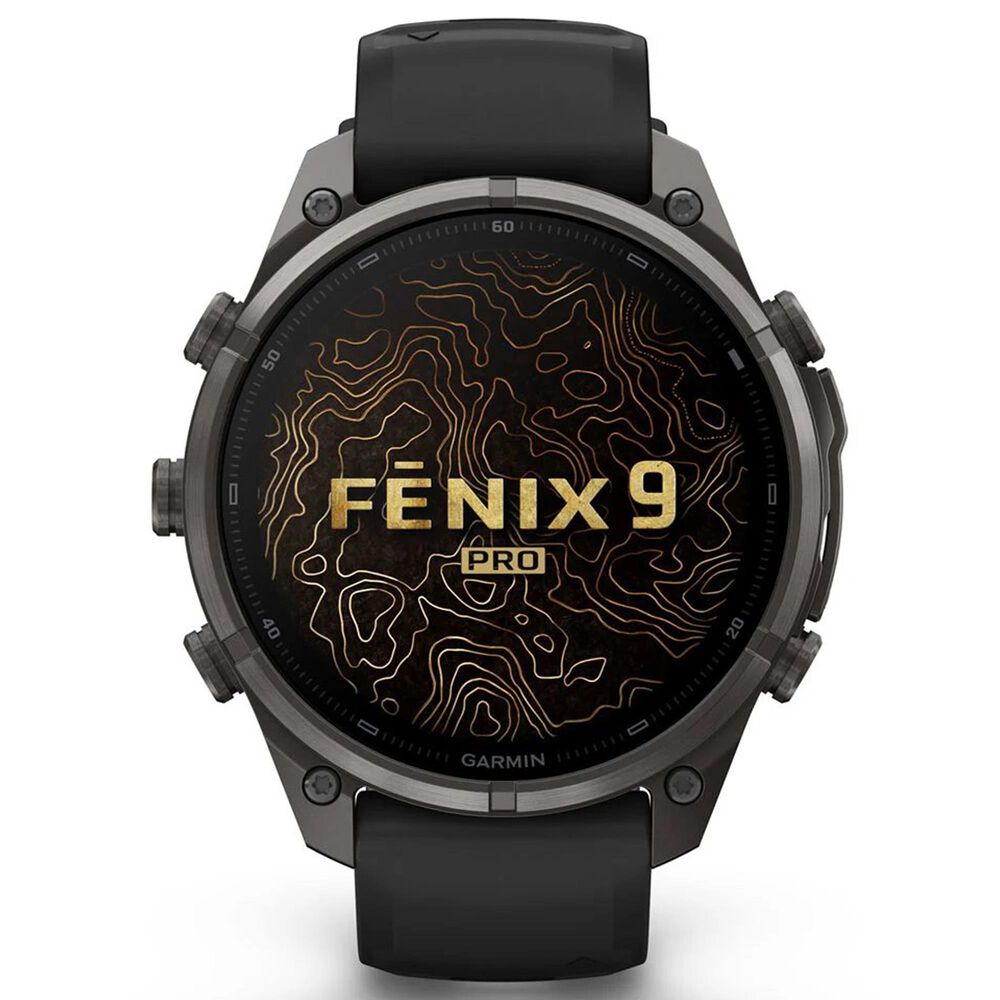 Garmin fenix 9 Pro Smartwatch 47mm Carbon Gray DLC Titanium with Black and Pebble Gray Silicone Band, , large