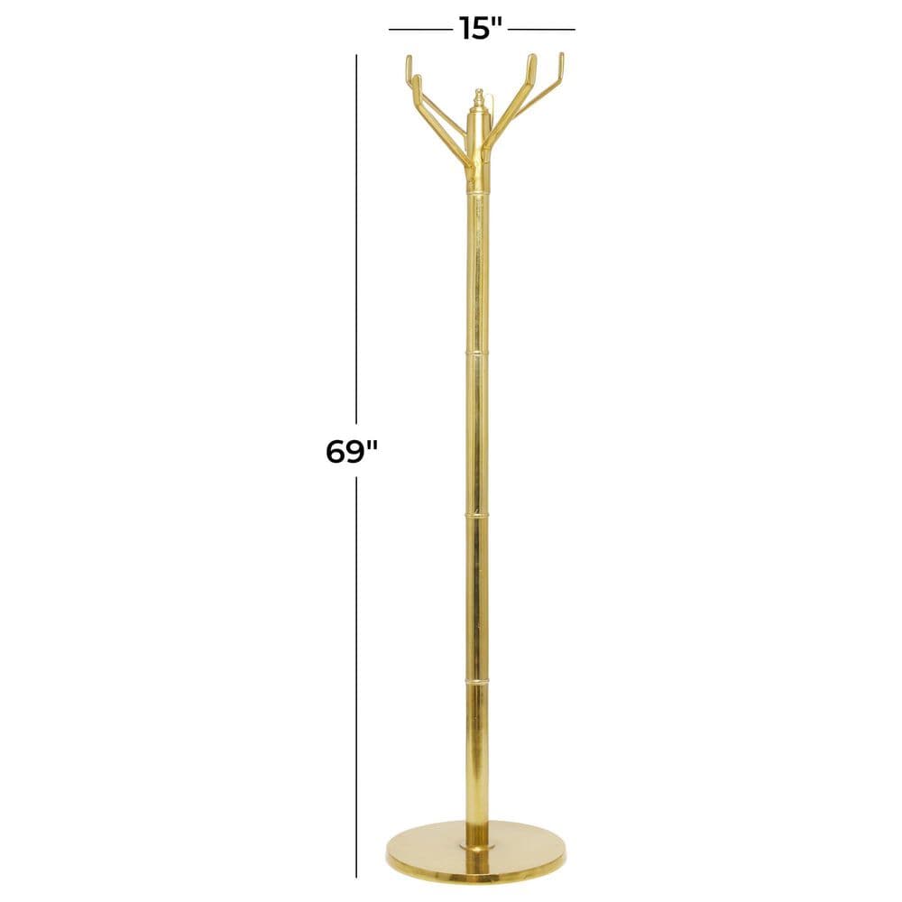 Maple and Jade 5-Hook Freestanding Coat Rack in Polished Gold, , large