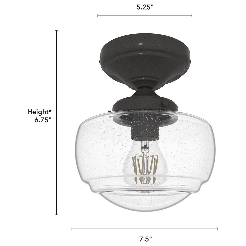 Hunter Saddle Creek 1-Light Mini Semi Flush with Clear Seeded Glass in Noble Bronze, , large