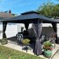 HOMLUX 12" x 14" Outdoor Hardtop Gazebo with Galvanized Steel Roof, Netting, and Curtains, Gray, , large