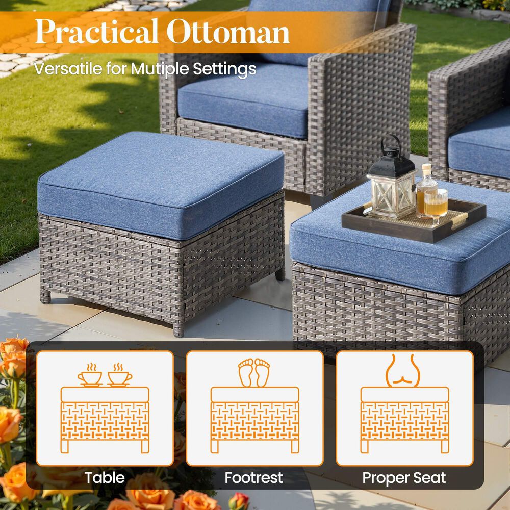 HOMLUX 8-Piece Outdoor Patio Furniture in Denim Blue, , large