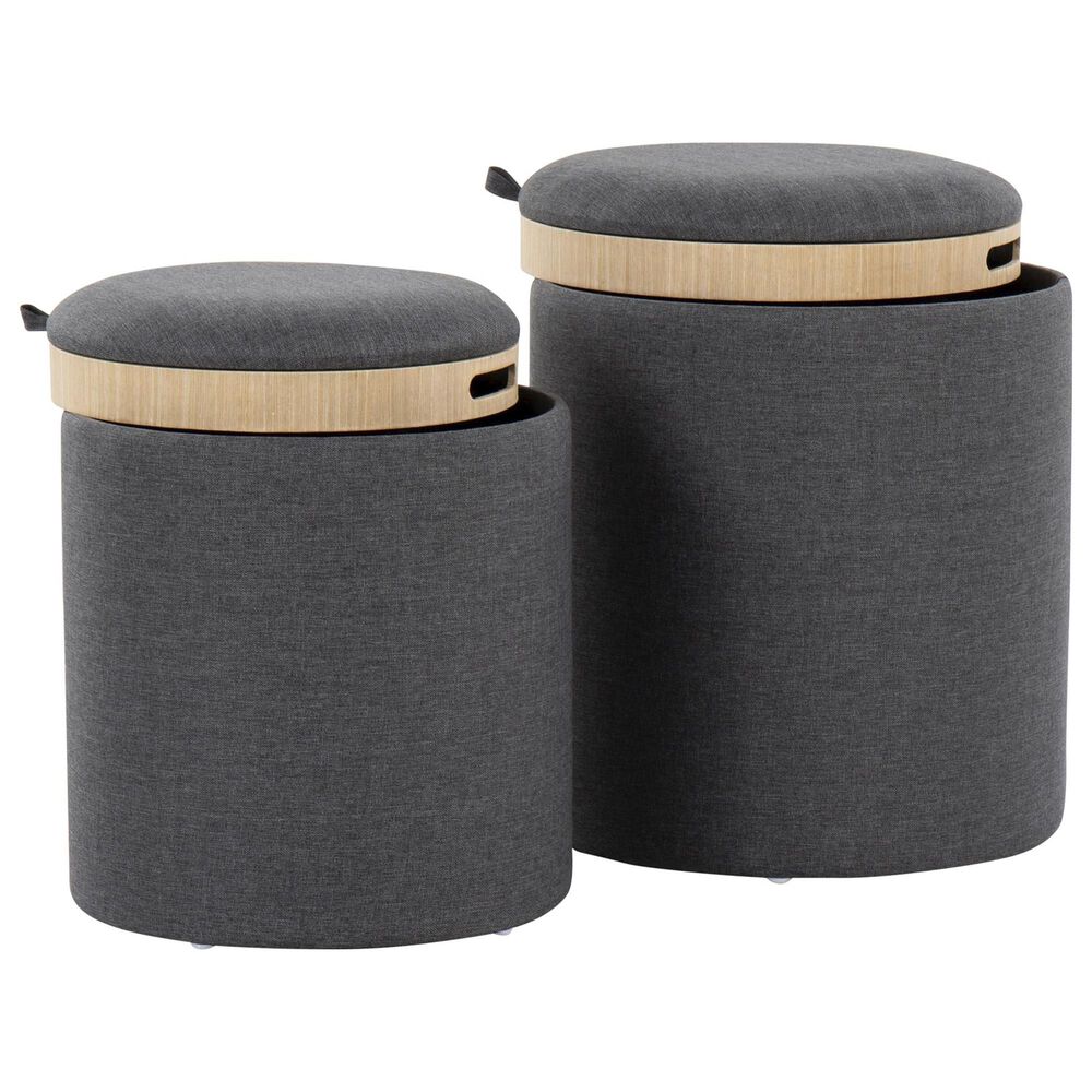Lumisource Tray 2-Piece Nesting Ottoman Set in Charcoal, , large