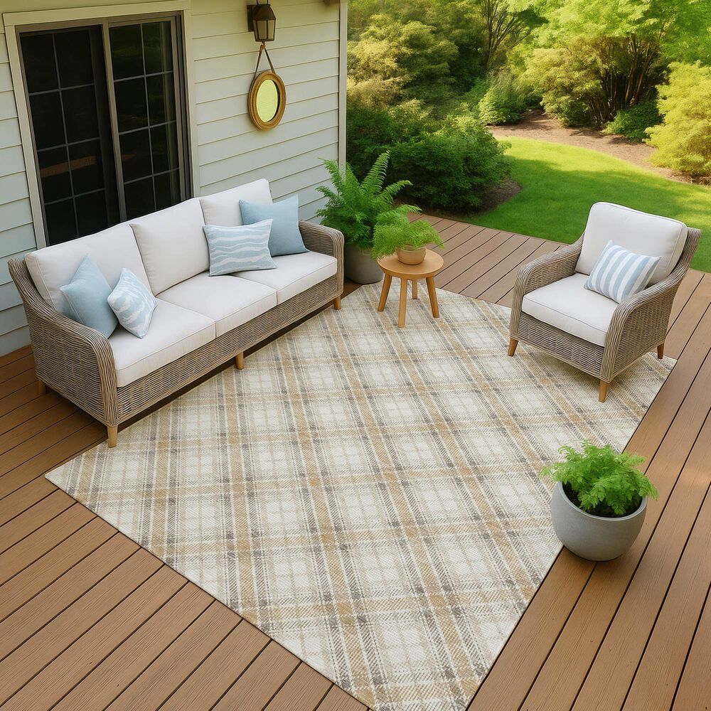 Dalyn Rug Company Soft Essentials Plaid Ivory 8' x 10' Indoor/Outdoor Area Rug, , large