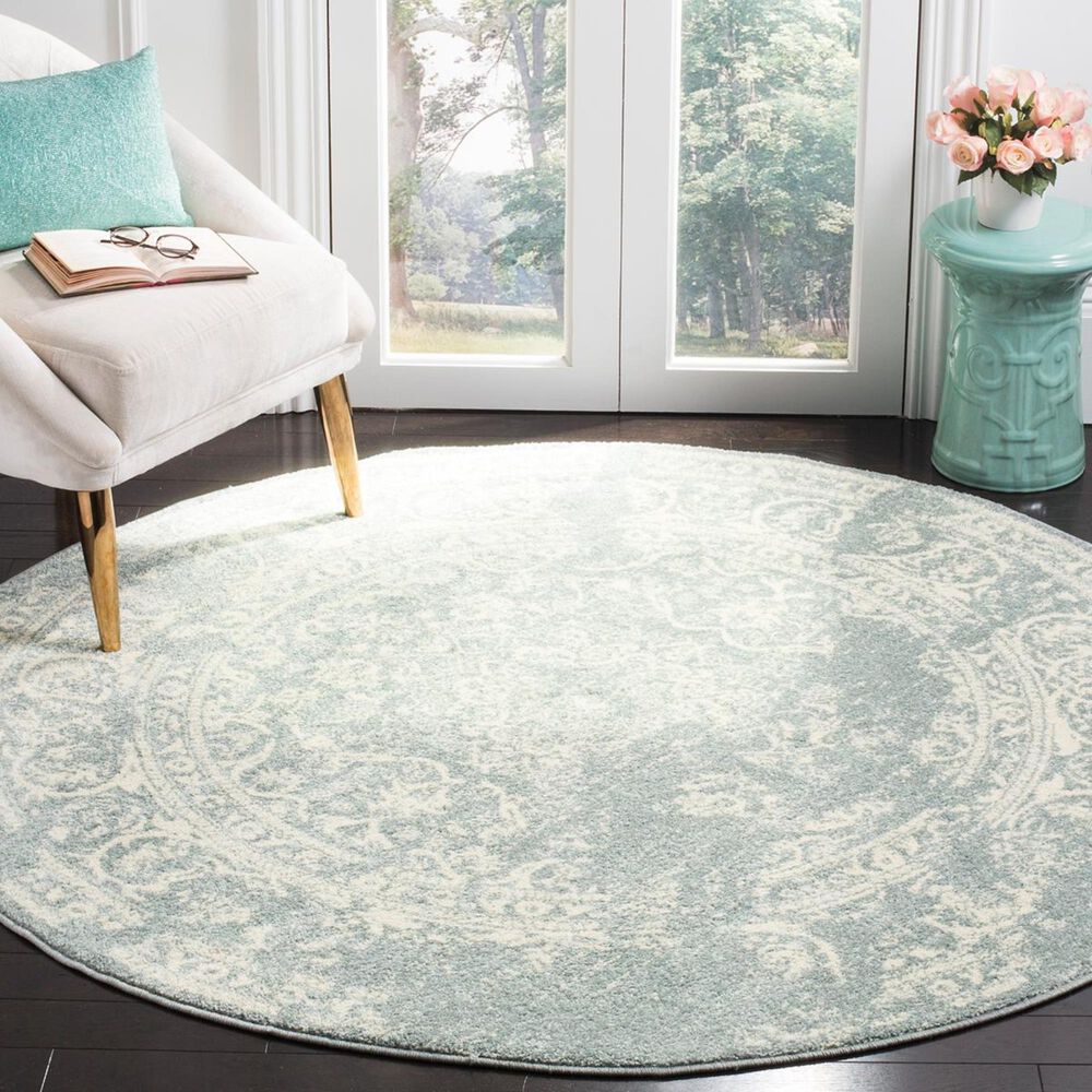 Safavieh Adirondack ADR101T-6R 6&#39; x 6&#39;  Slate/Ivory Round Rug, , large