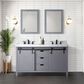 Lexora Home Marsyas 60" Double Bathroom Vanity in Dark Grey with White Carrara Marble Top and Rectangular Sinks, , large