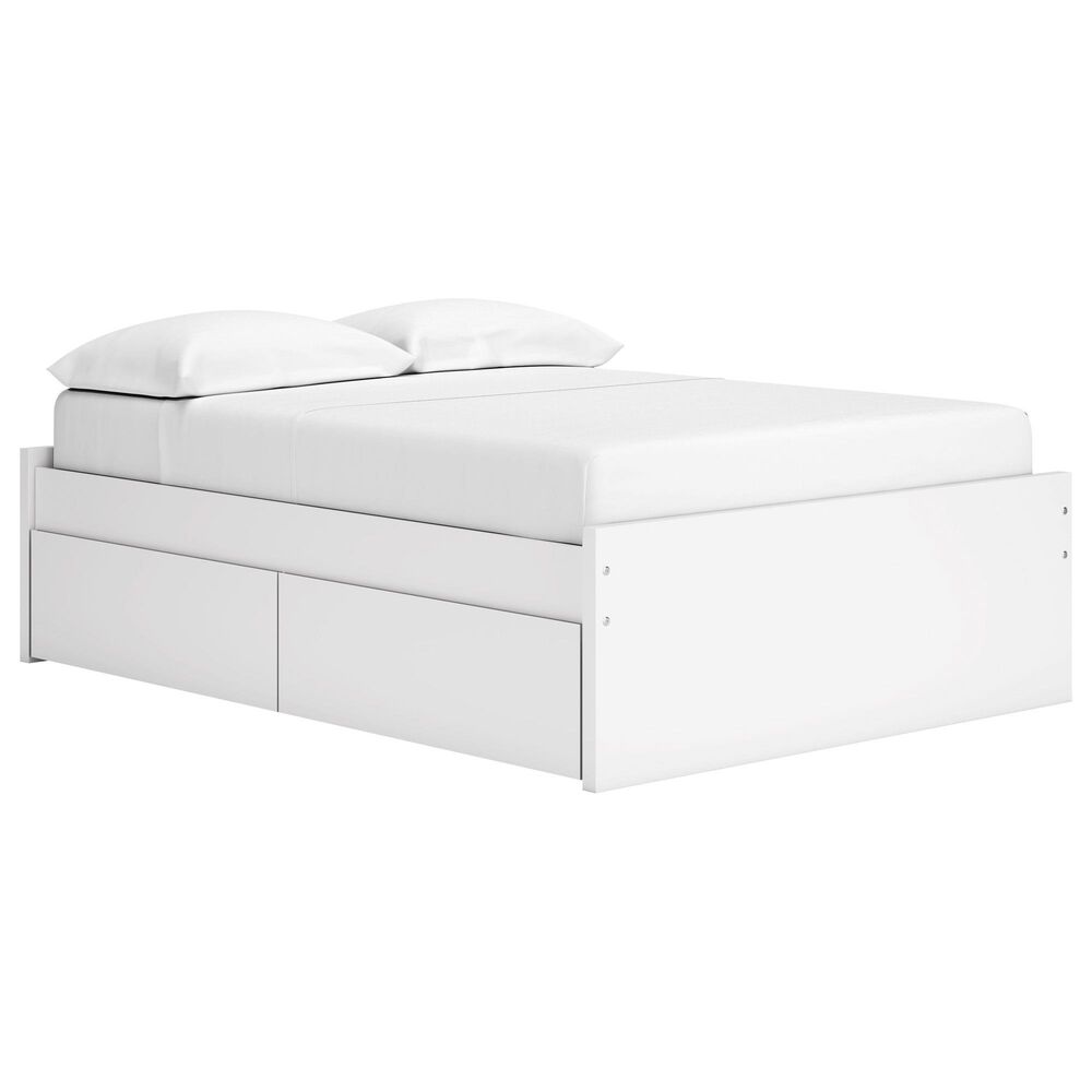 Ashley Onita Full Platform Bed with No Headboard and 2 Side Storage in White, , large