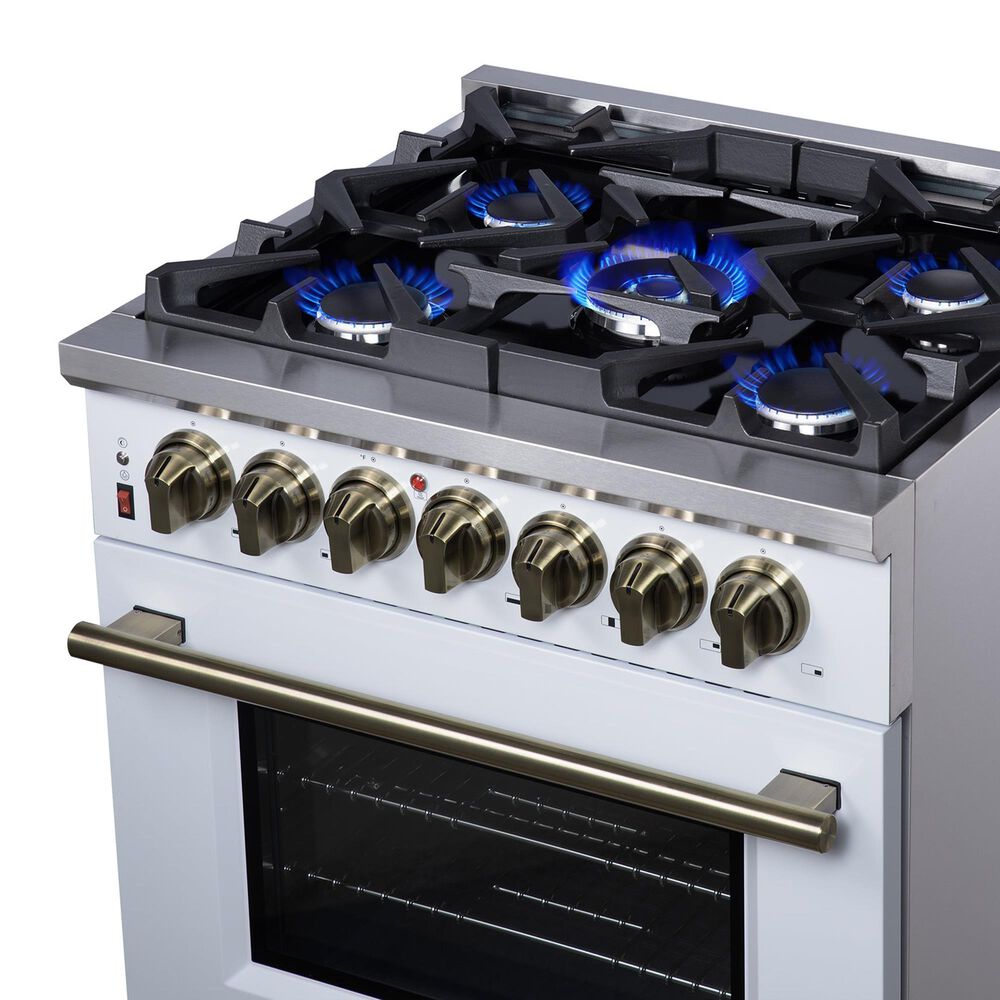 Forno Massimo 30" Freestanding Dual Fuel Range in White, , large