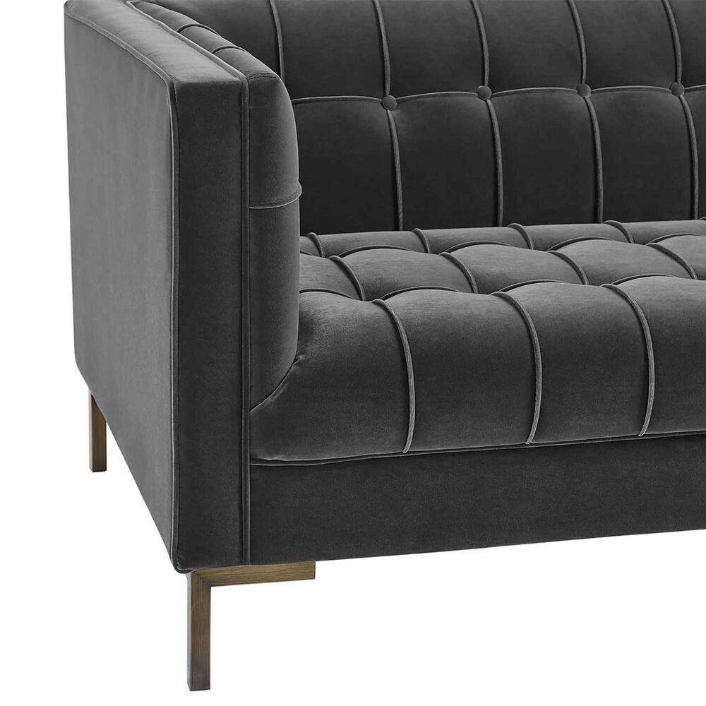 37B Isaac Channel Stitched Stationary Loveseat in Moonlight Gray Velvet, , large