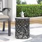 Hearth and Haven Large Iron Patio End Table with Floral Pattern in Black, , large