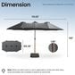 HOMLUX 15" Outdoor Market Umbrella with RGB Lights and Sandbags Base in Dark Grey, , large