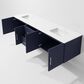 Lexora Home Geneva 80" Double Bathroom Vanity in Navy Blue with 2 cm White Cultured Marble Top and Rectangular Sinks, , large