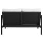 Linon Home Decor Holland Outdoor Loveseat with White Cushions in Black, , large