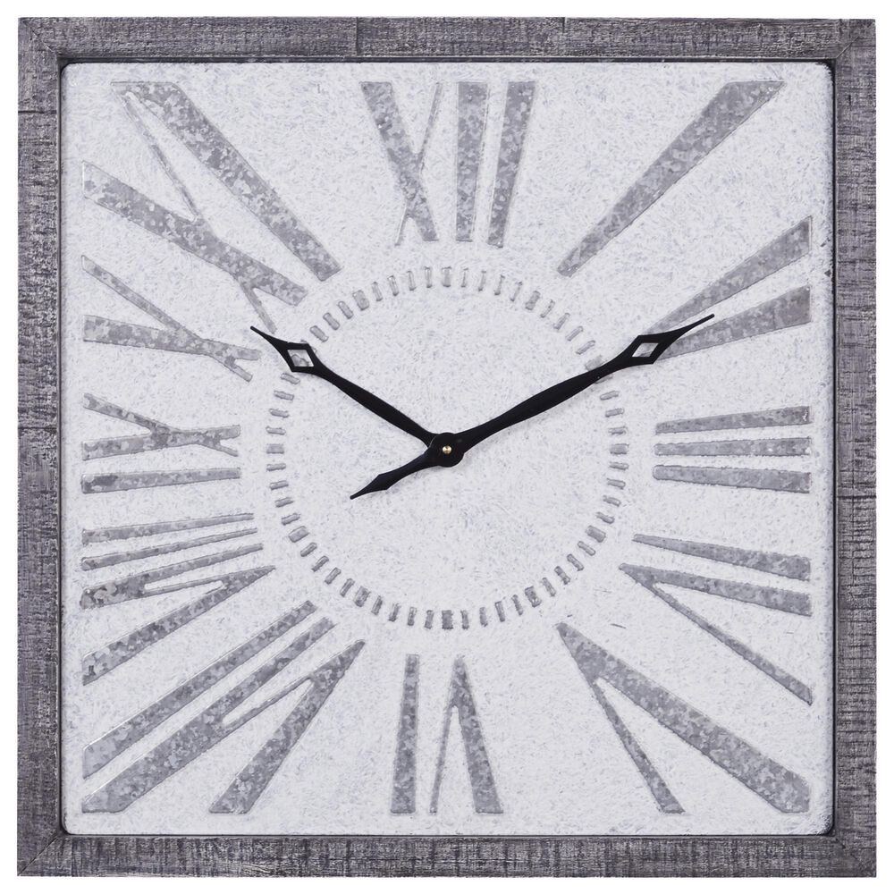 Maple and Jade 25" Metal Wall Clock in Grey, , large