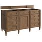 James Martin Brittany 60" Single Bathroom Vanity in Pecan with Single Hole 3 cm White Zeus Silestone Top and Rectangular Sink, , large