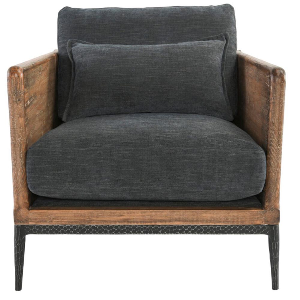 Classic Home Modern Farmhouse Renfro Chair in Navy and Reclaimed Pine, , large