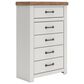 Ashley Savonport Twin Storage Bed with Dresser Chest and Nightstand in White and Brown, , large