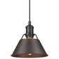 Golden Lighting Orwell 1-Light Small Pendant with Rubbed Bronze Shade in Matte Black, , large