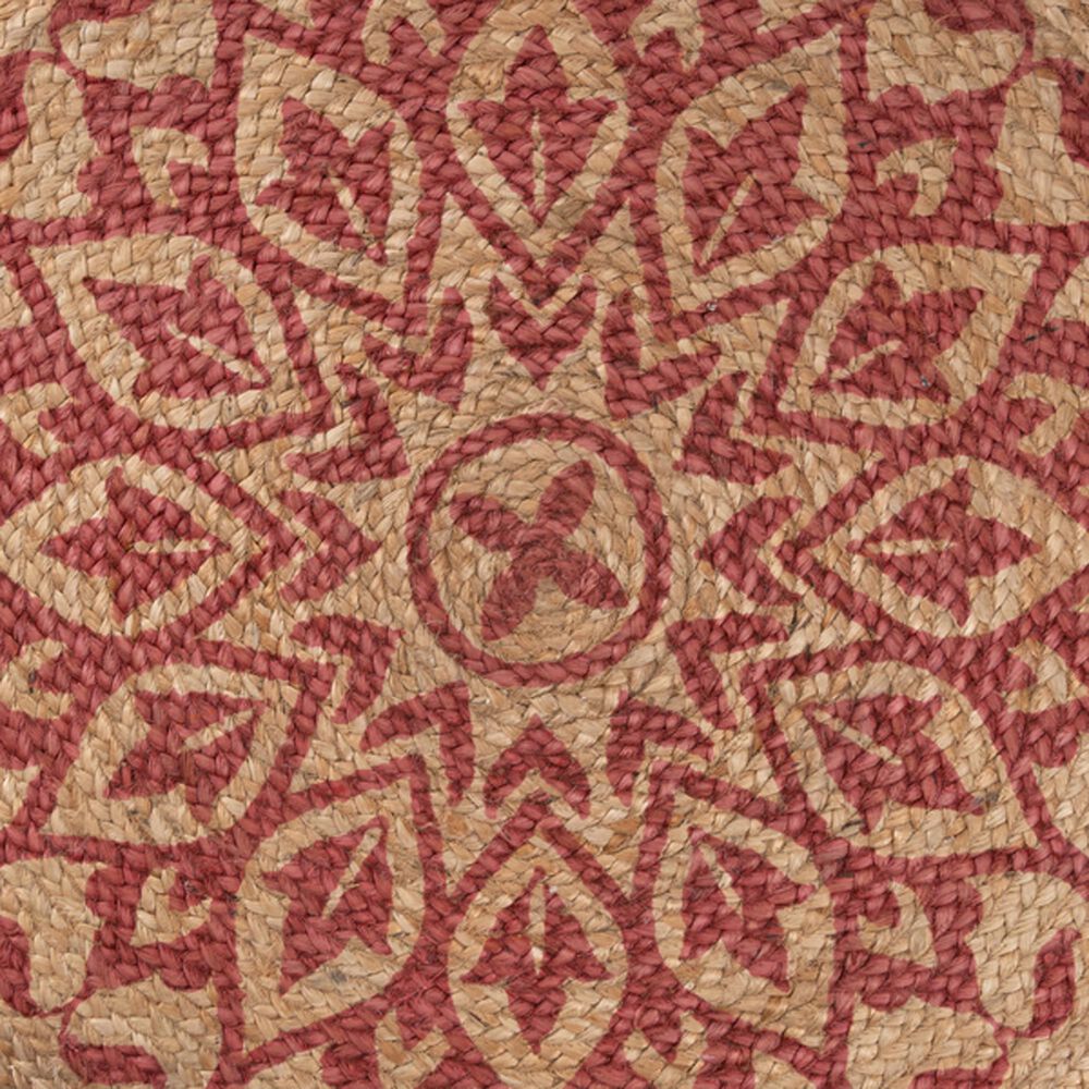 L&amp;R Resources Synergy 54129RED 4&#39; Round Tan and Raspberry Red Area Rug, , large