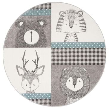 Safavieh Carousel 4" Round Grey and Ivory Kids  Area Rug, , large