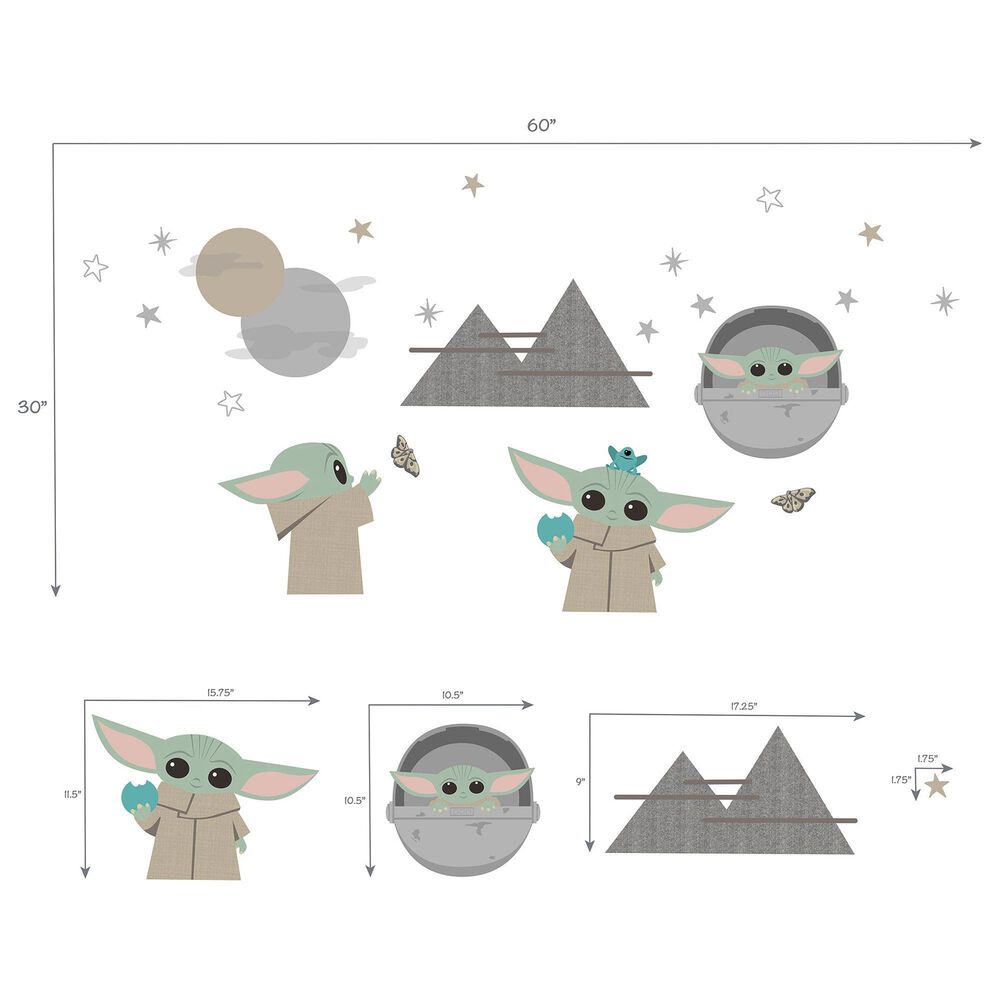 Lambs and Ivy Star Wars The Mandalorian The Child Wall Decals in Blue, White, Green and Black, , large