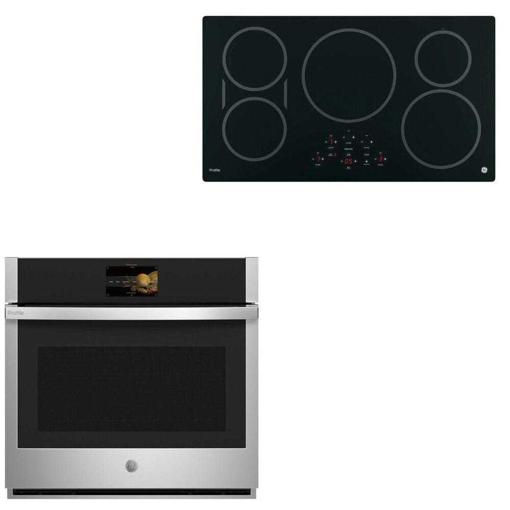 GE Profile 5.0 Cu. Ft. Smart Built-In Convection Single Wall Oven and 36" Built-In Touch Control Induction Cooktop in Black, , large