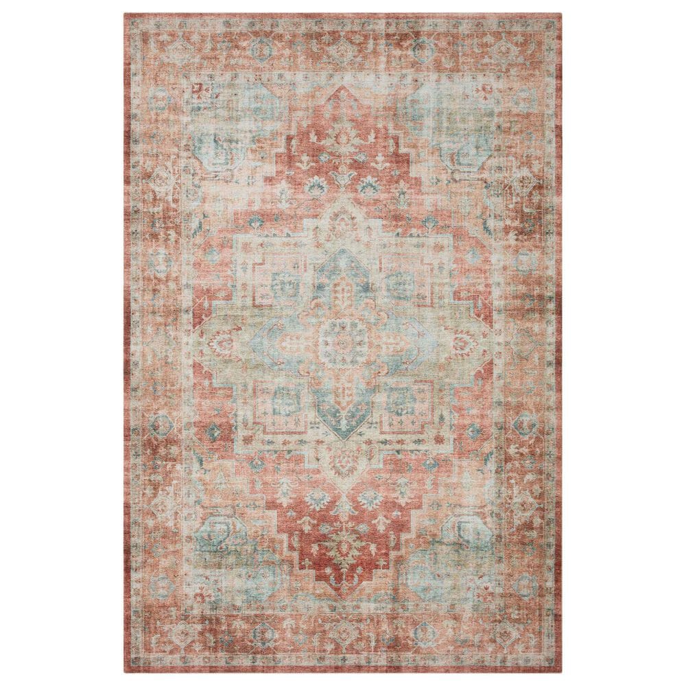 Loloi II Heidi 7"6" Square Terracotta and Aqua Area Rug, , large