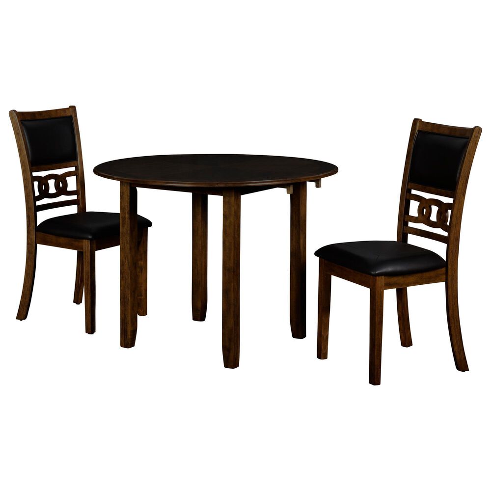 New Heritage Gia 3-Piece Round Drop Leaf Dining Set in Warm Brown, , large