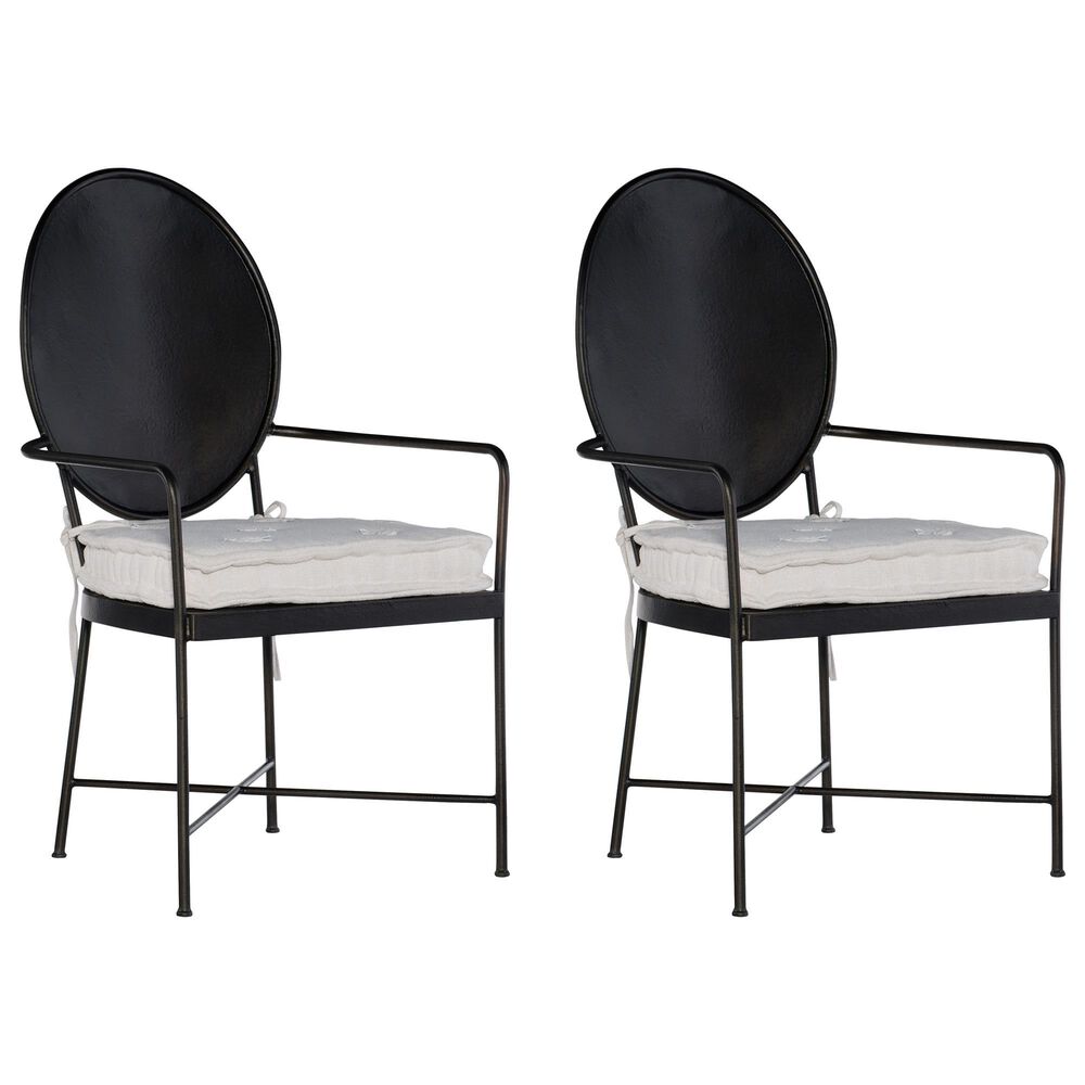 Hooker Furniture Ciao Bella Arm Chair with Tuscan White Cushion in Black (Set of 2), , large