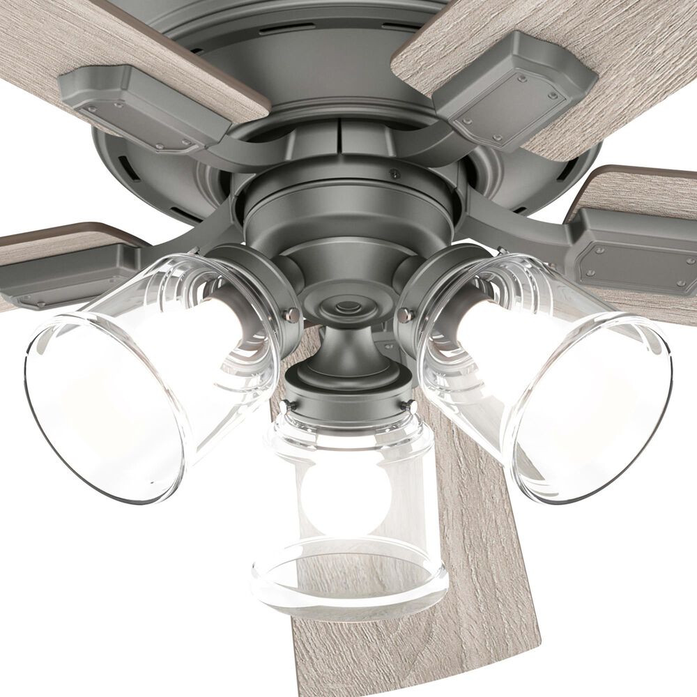 Hunter Crestfield 52&quot; Remote Ceiling Fan with LED Lights in Matte Silver, , large