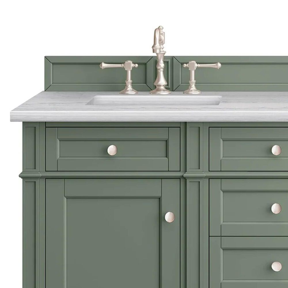 James Martin Vanities Brittany 60&quot; Double Bathroom Vanity in Smokey Celadon with 3 cm Arctic Fall Solid Surface Top and Rectangular Sinks, , large