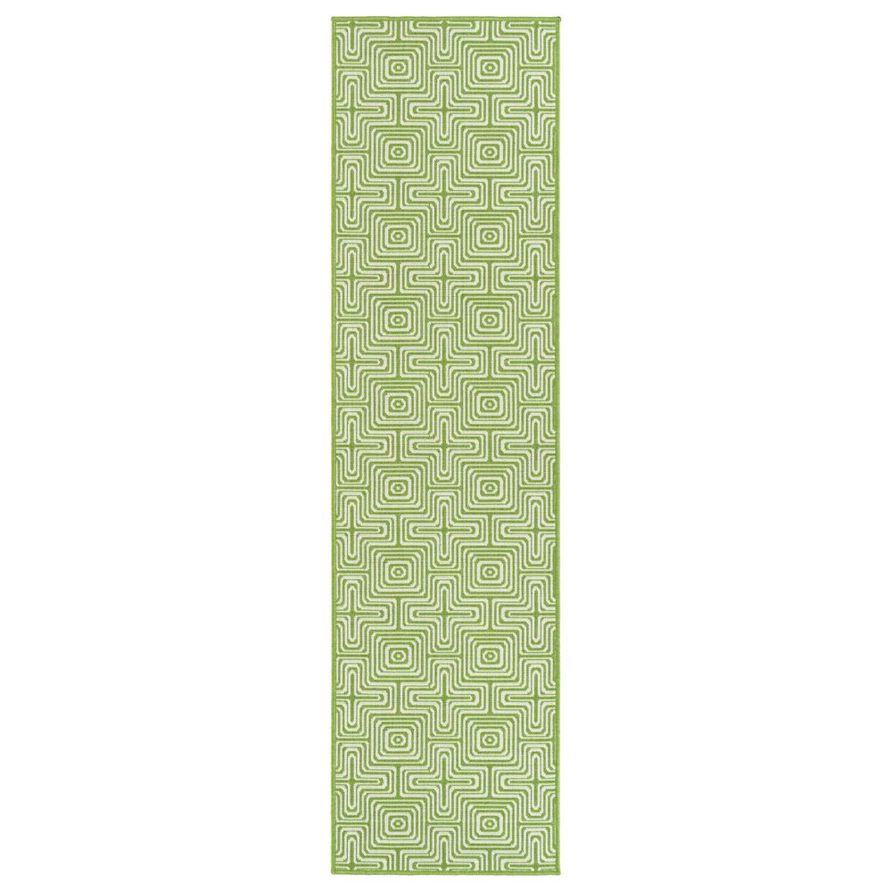 Kaleen Rugs Amalie AML 10-96 2"2" x 8" Lime Green and Ivory Indoor/Outdoor Runner , , large