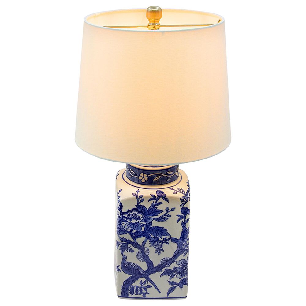 A&amp;B Home Flower Bird Table Lamp in Blue and White, , large