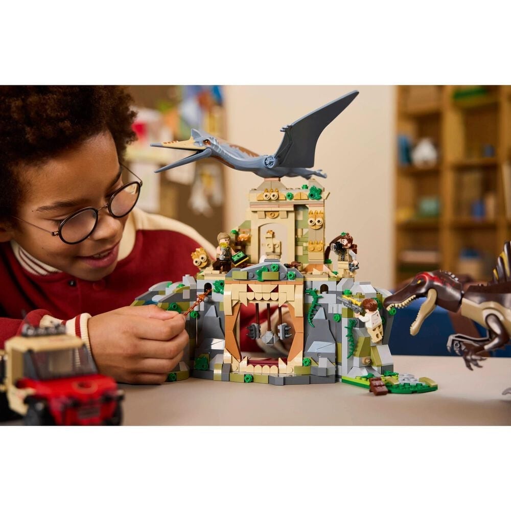 LEGO Jurassic World - Spinosaurus with Quetzalcoatlus Air Mission Building Set in Pearl Gold, Olive Green and Dark Orange, , large