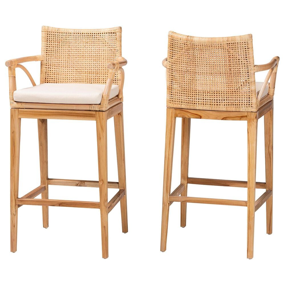Baxton Studio Storsel Bar Stool in Natural (Set of 2), , large