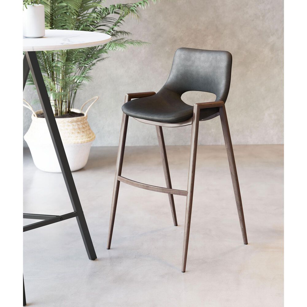 Zuo Modern Desi Bar Chair in Black and Dark Brown &#40;Set of 2&#41;, , large