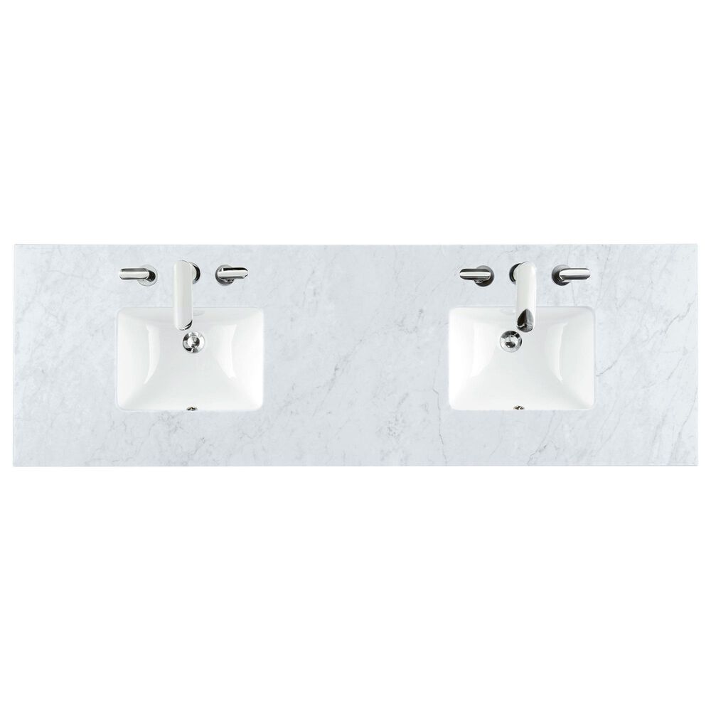 James Martin Vanities Bristol 72&quot; Double Bathroom Vanity in Whitewashed Walnut with 3 cm Carrara White Marble Top and Rectangular Sinks, , large