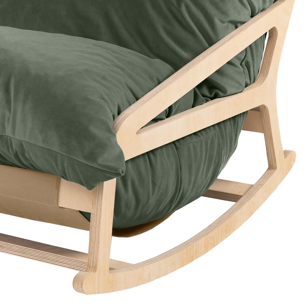 Jaxx Saxx Lush Velvet Bean Bag Rocking Chair in Green, , large