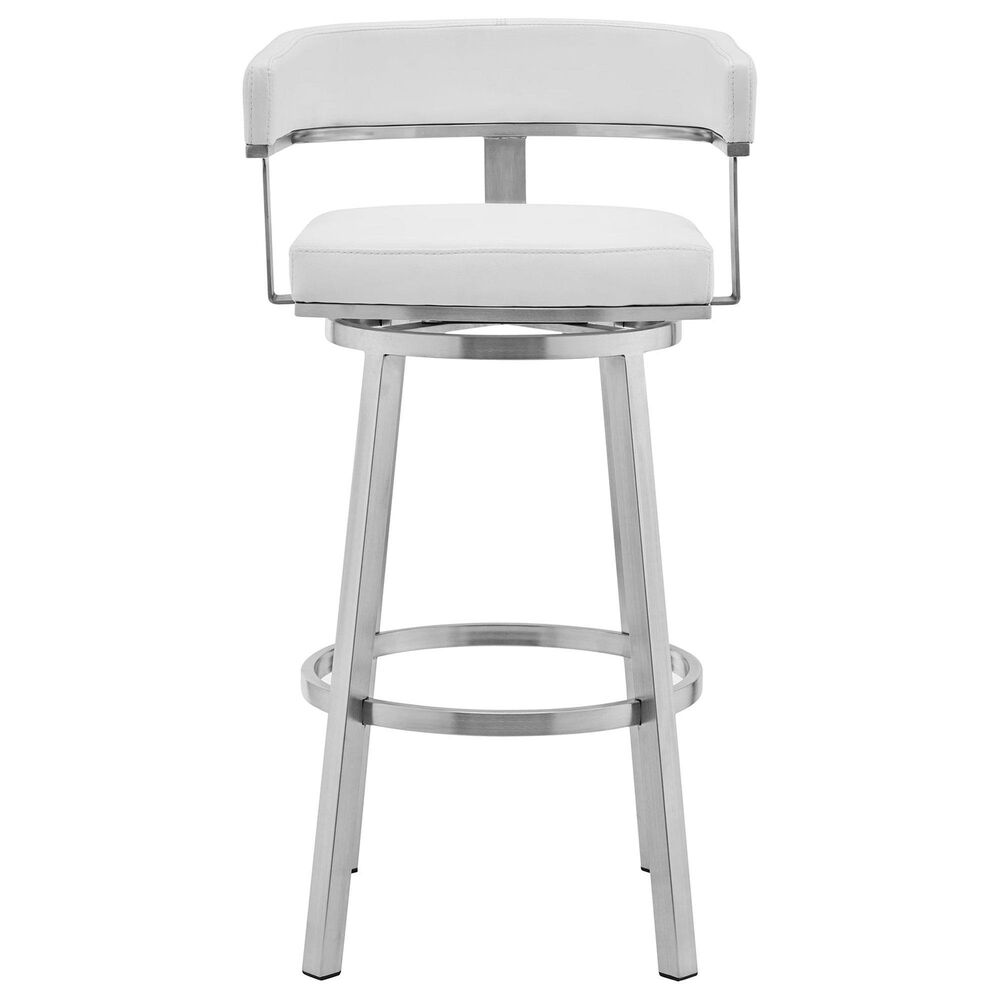 Blue River Lorin 26&quot; Swivel Counter Stool with White Cushion in Stainless Steel, , large