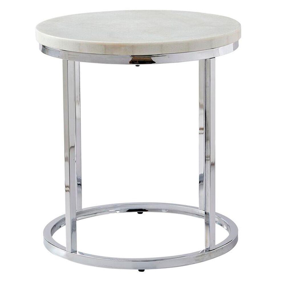 Crystal City Echo End Table in White Marble and Chrome, , large