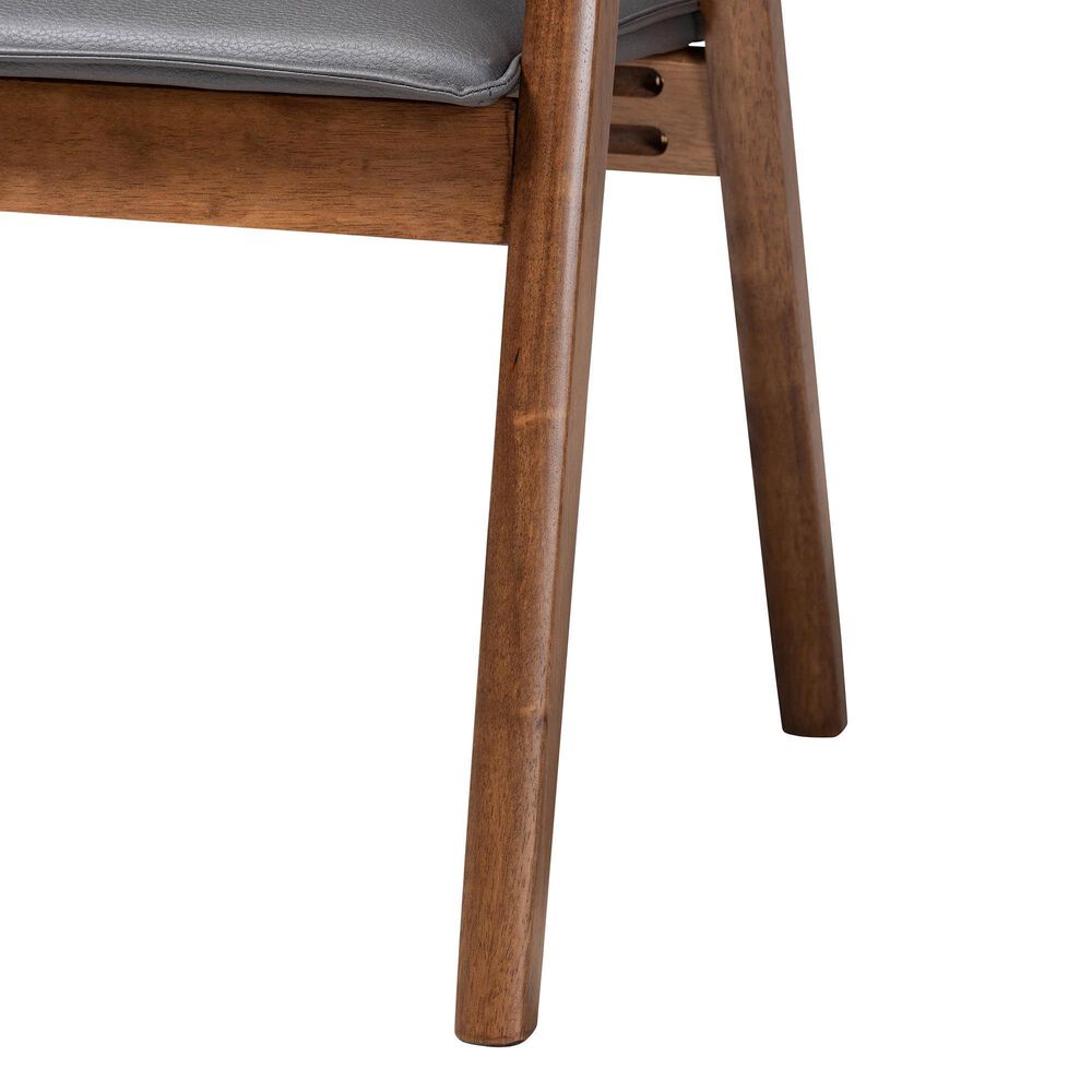 Baxton Studio Marcena Arm Chair with Grey Cushion in Walnut Brown (Set of 2), , large