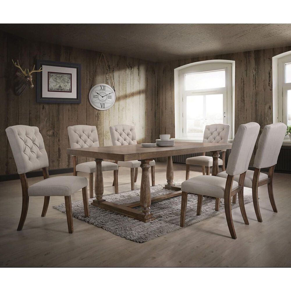 Gunnison Co. Duke 7- Piece Dining Set in White Oak and Linen, , large