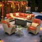 HOMLUX 11-Piece Outdoor Modular Sofa Conversation Set in Coarse-grained Orange, , large