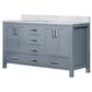 Lexora Home Jacques 60" Double Bathroom Vanity in Dark Grey with 2 cm White Carrara Marble Top and Rectangular Sinks, , large